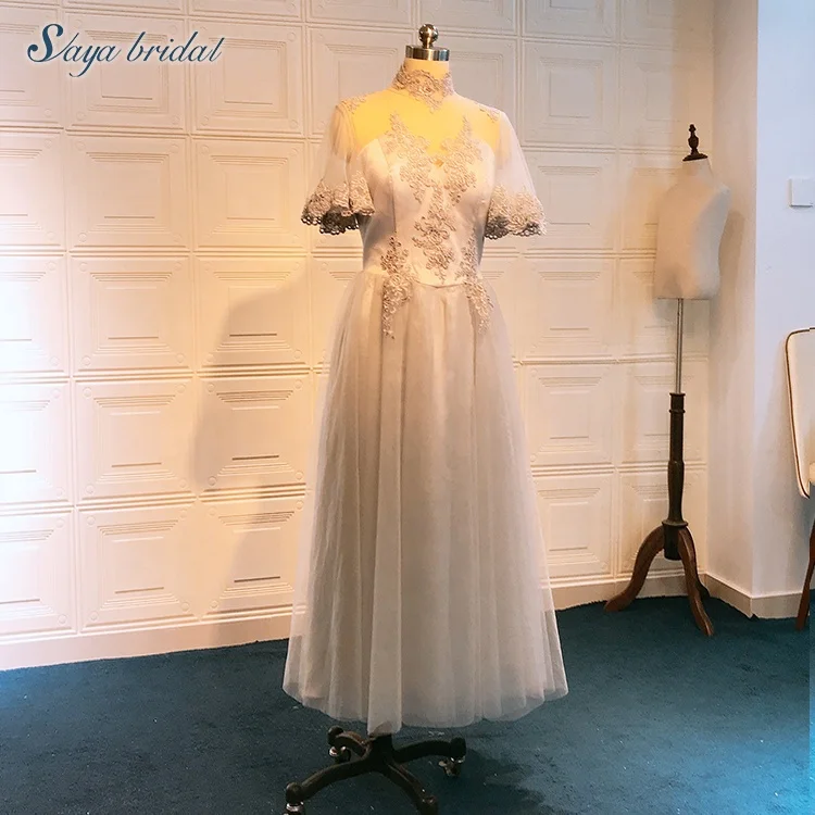 bridesmaid robe de mariage sirenes 2020  flower girls dresses lace gray color short gowns plus sizes