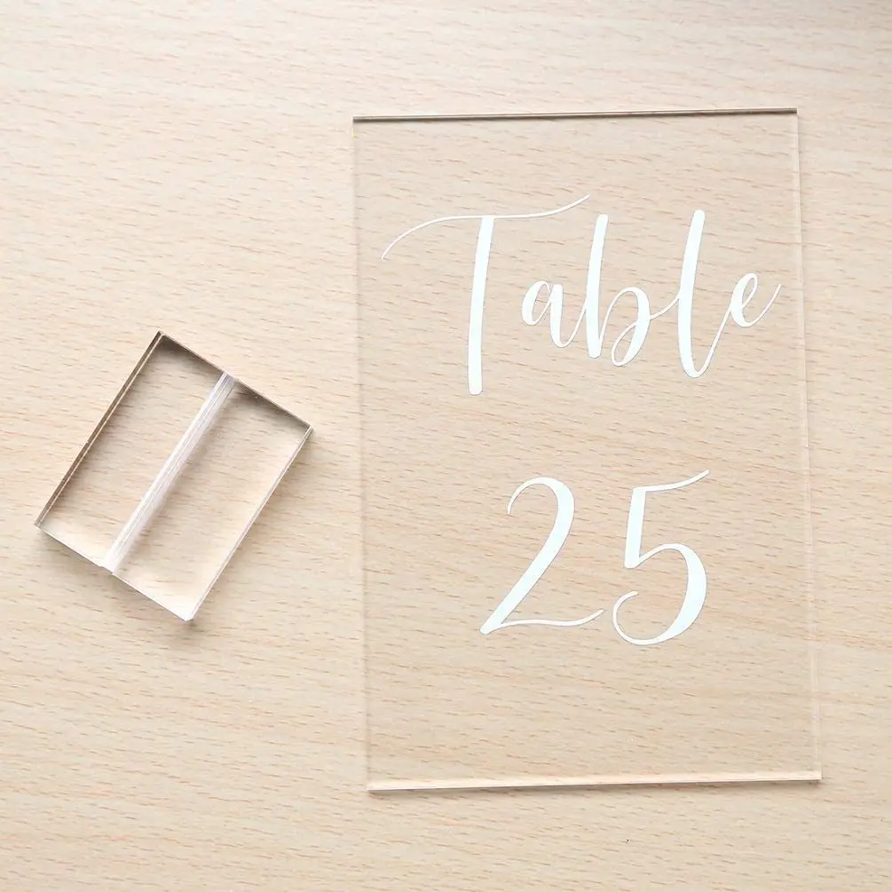 Clear Acrylic Block Acrylic Table Sign Base Custom Acrylic T Shape Sign Holder Stand For Menu Display