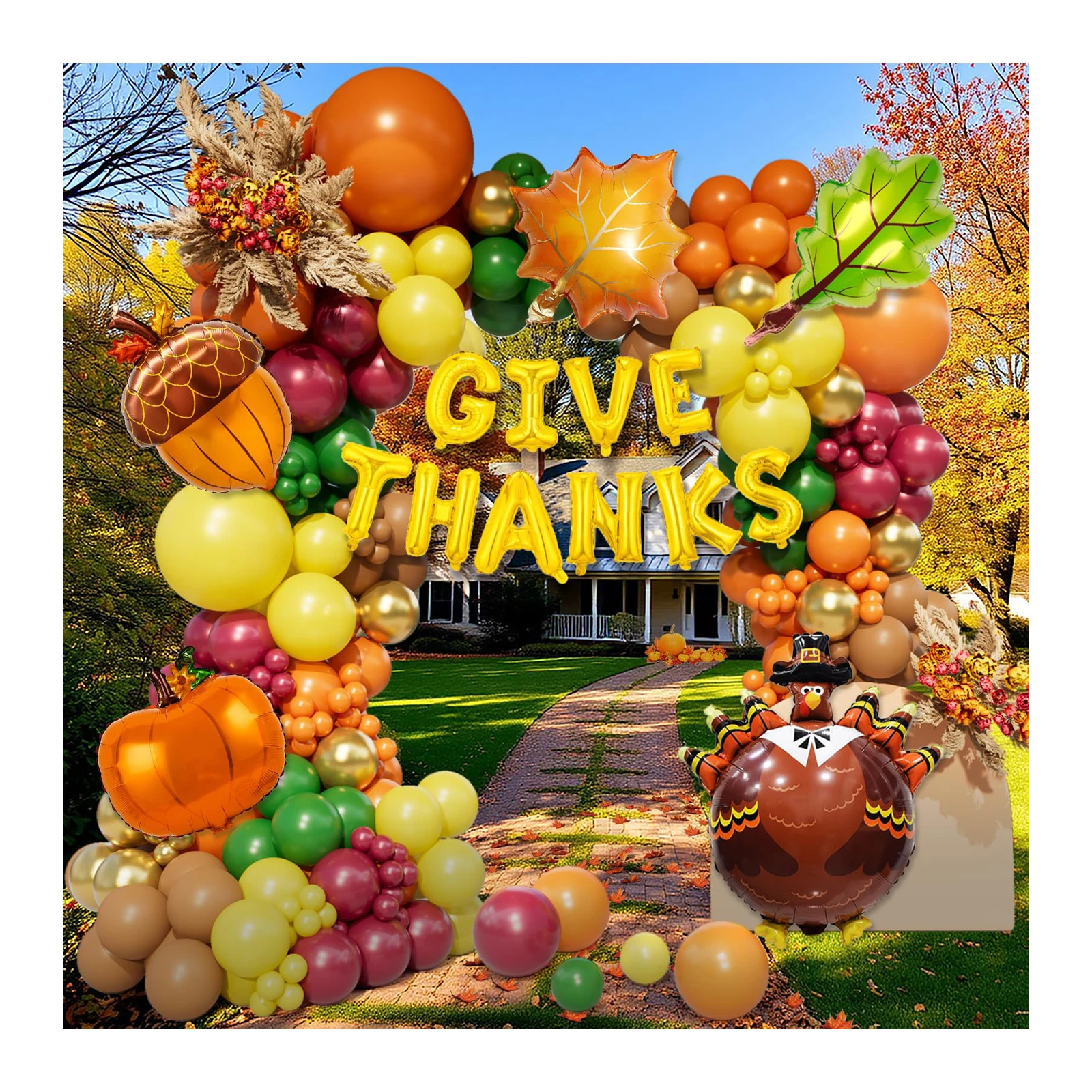 Fall Thanksgiving Balloons Garland Arch Kit Orange Coffee Brown Burgundy Gold Balloons  Birthday Baby Shower Party Decorations