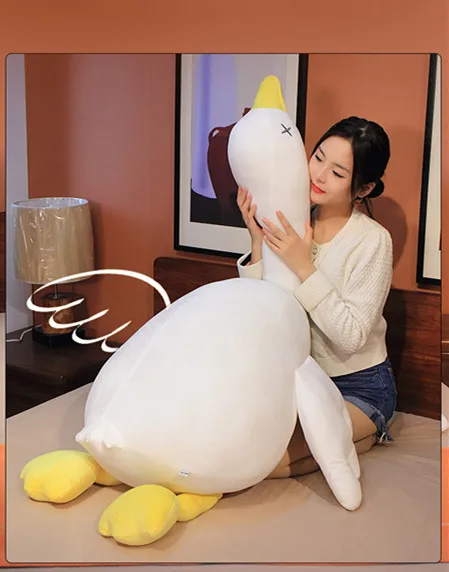 Factory lovely white giant custom logo throw pillow super soft plush goose cushion decorative goose pillow for kids
