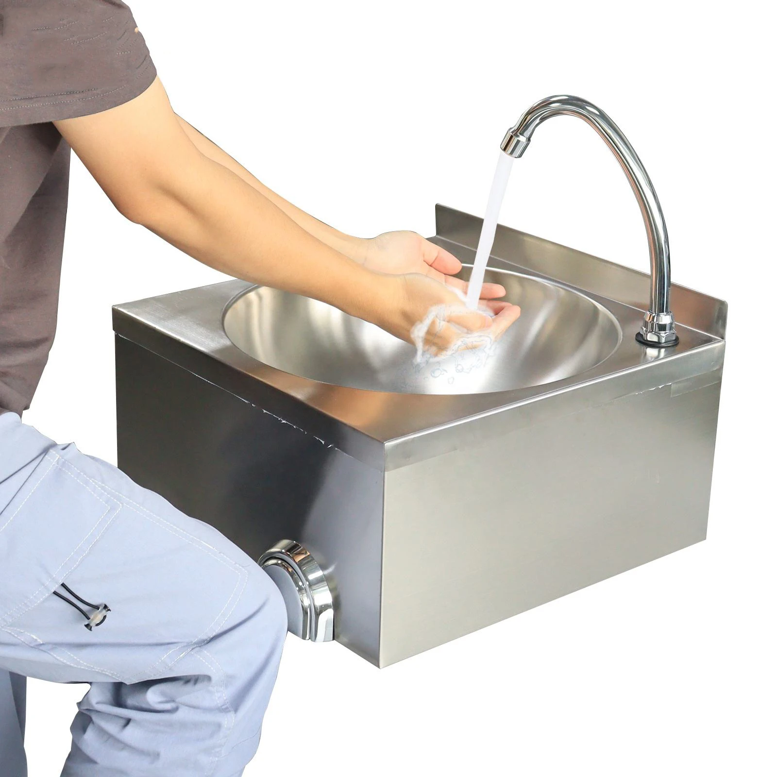 Outdoor Mobile Standing Stainless Steel Wash Hand Station Portable Wash Basin Sink portable sink with cabinet With Tank