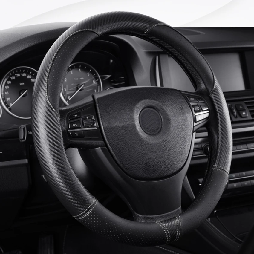 Summer breathable automotive supplies i m i t a t io n carbon fiber splicing four seasons universal steering wheel cove