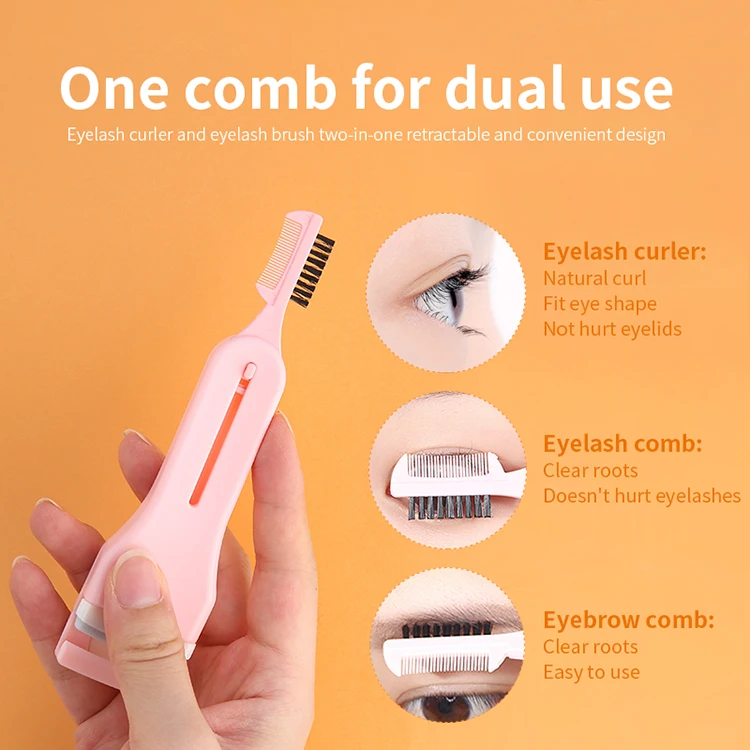 Lameila Best press type plastic eyelash curlers and lash care products  guangdong eyelash curler with eyebrow lash comb