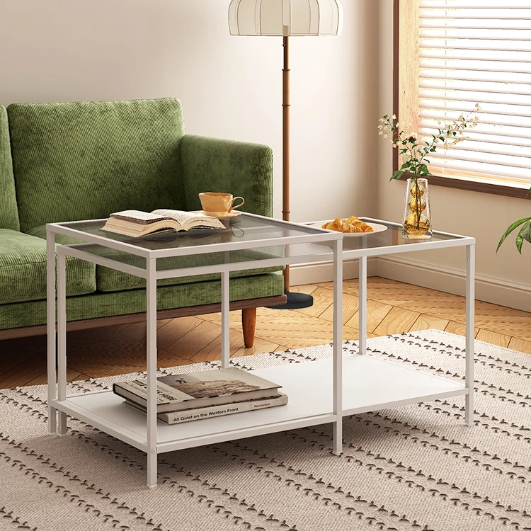 Decorative Iron Sofa Side Square Tray Lamp Stand Table Metal Modern Stool Nesting Coffee Table