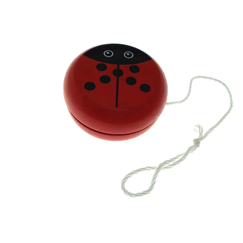 Cute Animal Prints Wooden Ladybug Toys Kids Creative Yo Yo Toys For Children