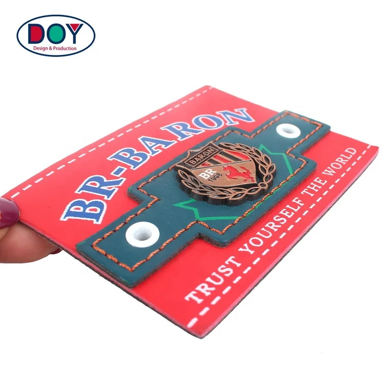 Handmade Patches Maker Custom Printing Name Fake Leather Denim Labels with Metal Stamping Logo