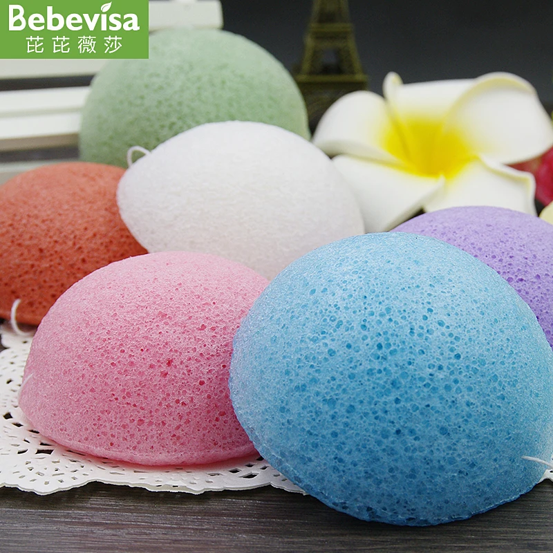 Съедобная губка Bebevisa из черного бамбукового угля для ухода за кожей мини-губка luffa с полушариками ускорения метаболизма
