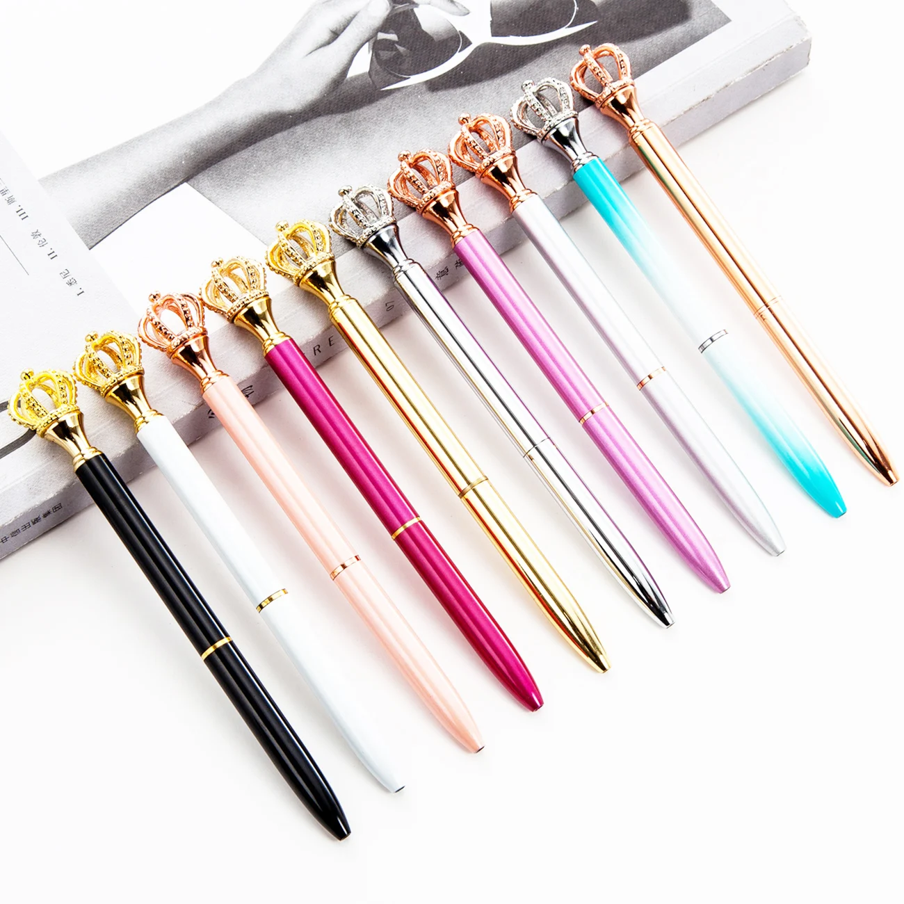 Hot Selling Beautiful Luxury Crown Pens Metal Designer Ballpoint Gifts Pen with Custom Logo