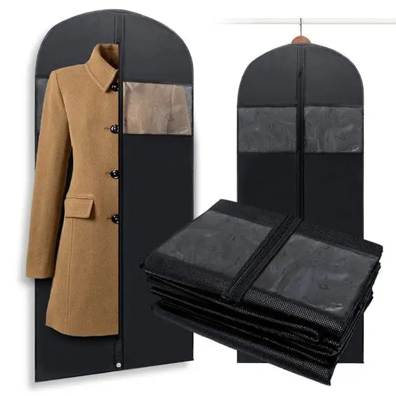 dustproof waterproof dress hanging garment bag suit dust cover,  PEVA transparent garment bags With PVC Window/