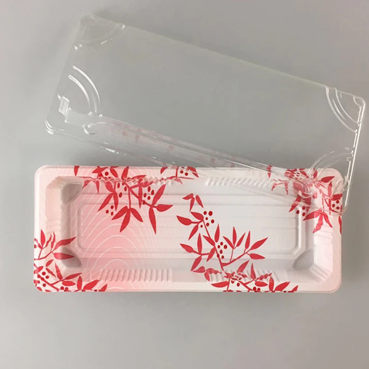 SM1-1102Clover Wholesale Plastic Sushi Takeaway Plasti To Go Food Containers Box With Clear Pet Lid