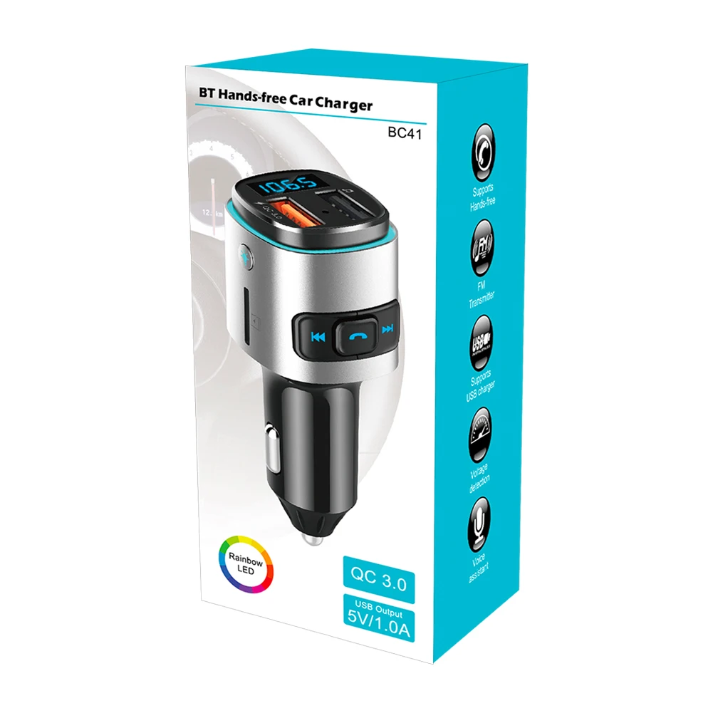 Двойные usb-порты дисплей модулятор быстрое зарядное устройство настройки Bt автомобильный комплект Hands Free автомобиля Fm передатчик Mp3