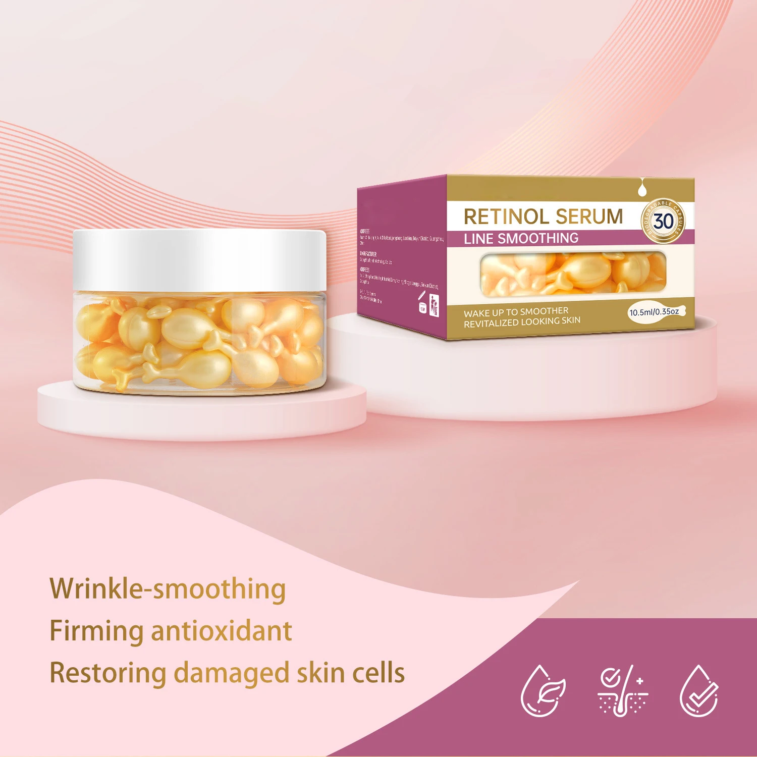 Private Label Retinol Serum With Hyaluronic Acid And Collagen Facial Serum Capsule Moisturizing & Anti-Aging Retinol Serum