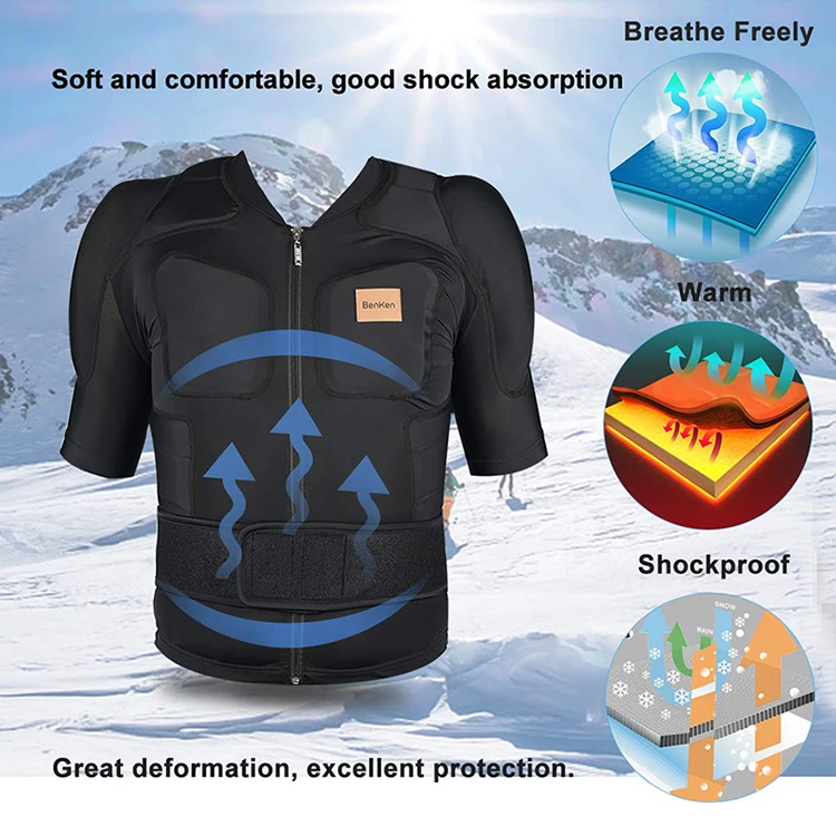 
Benken Outdoor Padded Compression Shirt Chest Protection Shoulder Pad Shirt Winter Ski Suit 