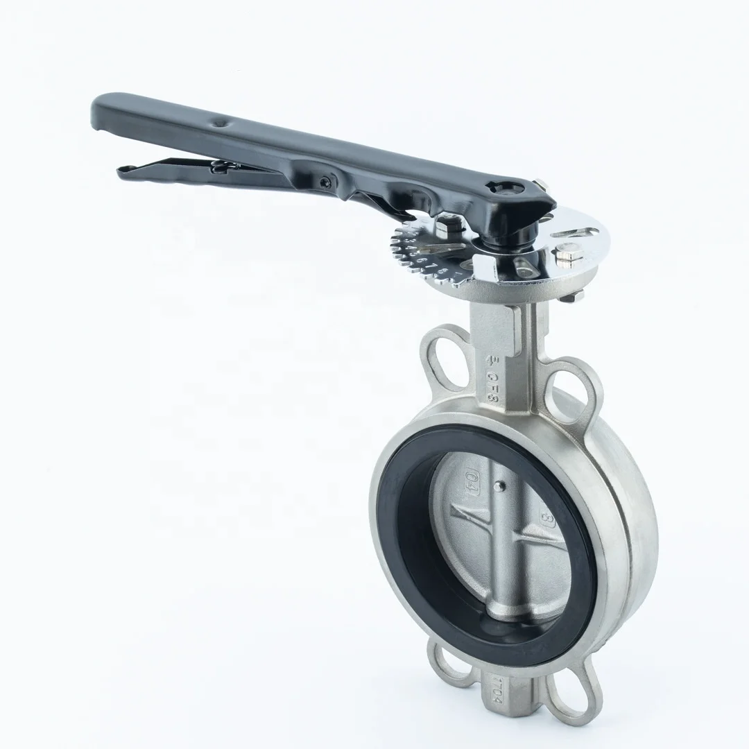 150LB  PN16  Valve Butterfly CF8 Stainless Steel Wafer Type Soft Seat Butterfly Valve