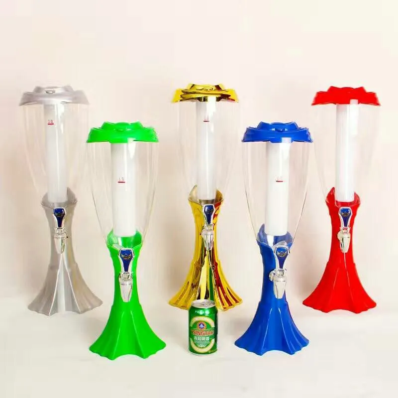 LED Cocktail Dispenser 3L Beer Tower Juice Drink Dispenser Wine Cask Beer Tap Tower with Chiller