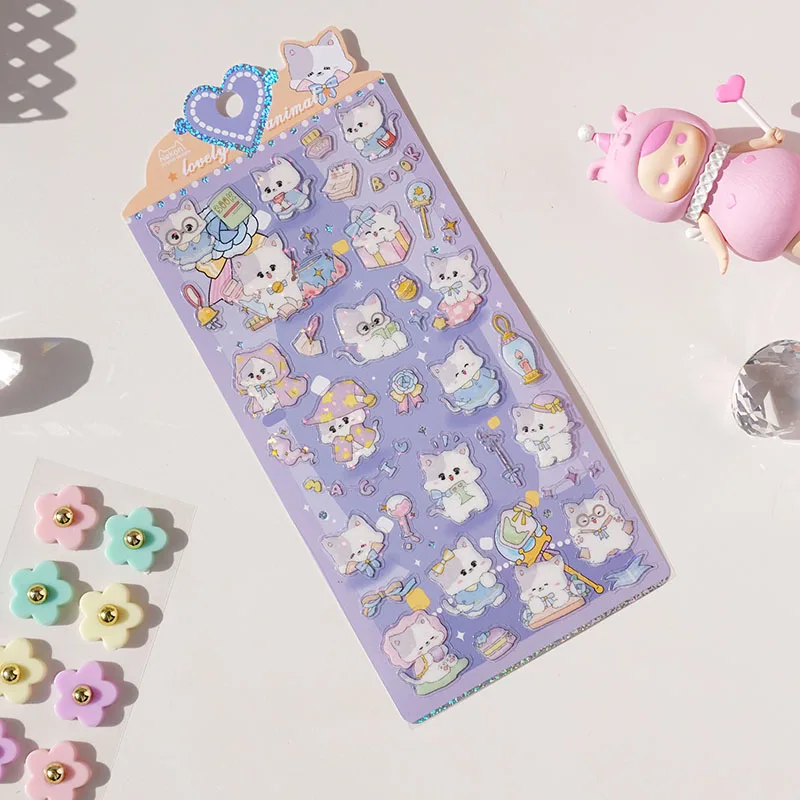 Nekoni Kawaii Stickers Decal Vinyl Waterproof PVC Cute Animal Dog Cat Bunny Bear Pig Sheep Glitter Stickers