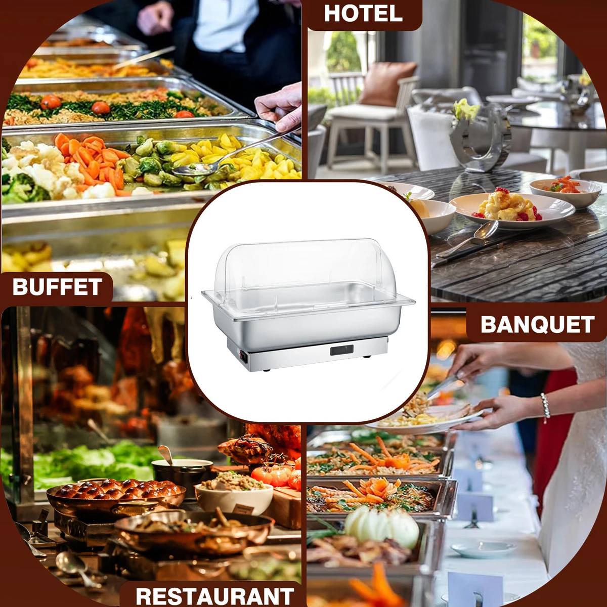 Wholesale Restaurant Hotel Equipment Adjustable Temperature Electric Chafing Dish Buffet Food Warmer Set Food Heater For Party