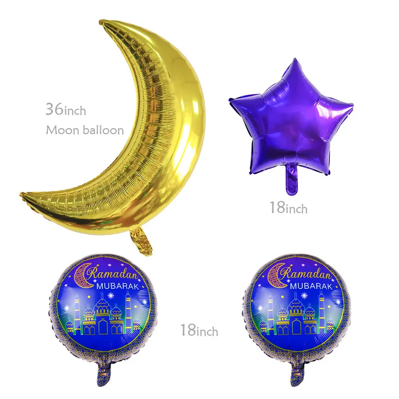 Ramadan Decorations Moon Star Decorative Balloons Ramadan Balloons Eid Mubarak Foil Balloon