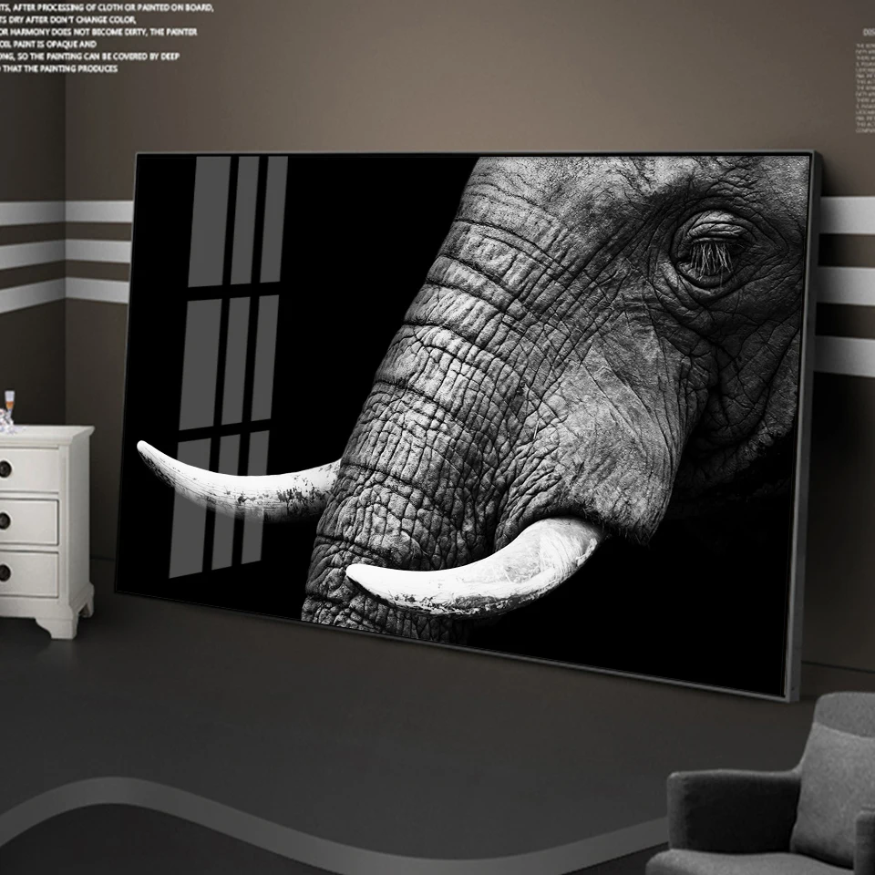 Dafen Elephant Art Acrylic Painting Home Decoration Wall Modern Crystal Porcelain Painting Wall Art