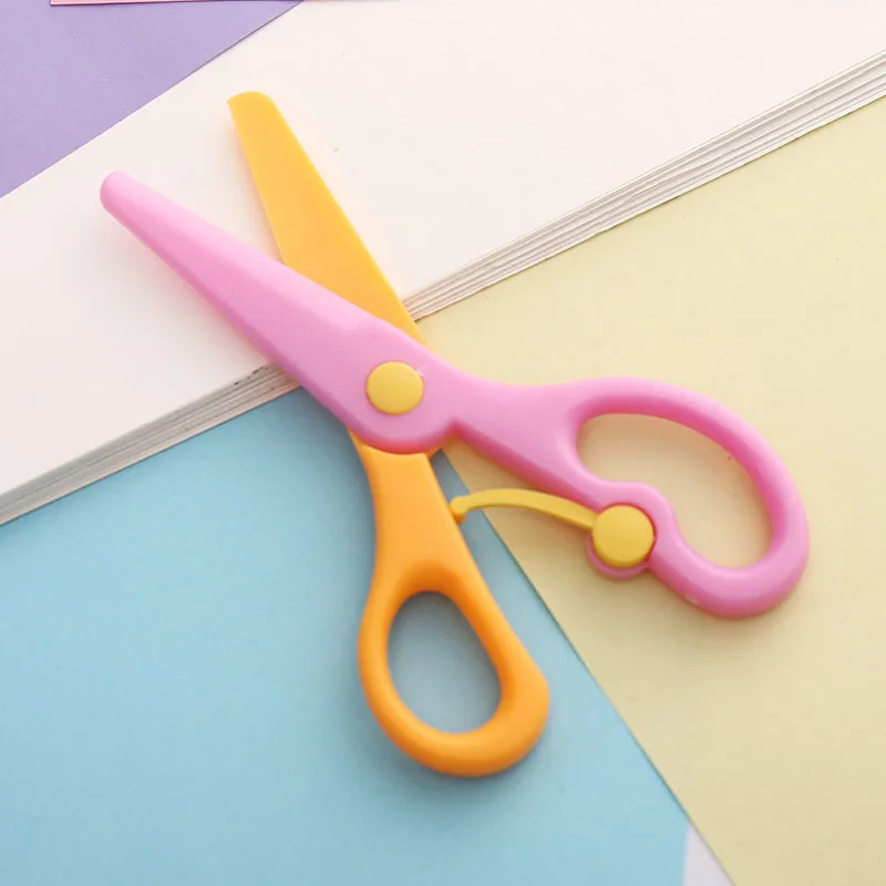 Wholesale All Plastic Safety Scissors for Students and Kindergarten Children Smooth Edge DIY Grade Elastic Scissors