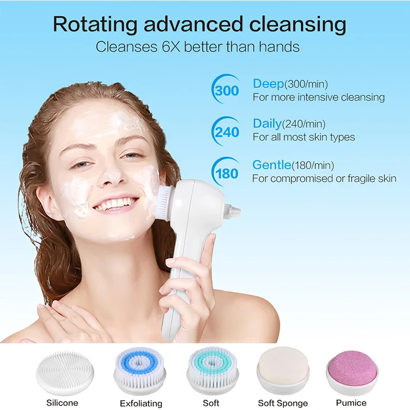 YOUMAY ipx7 sonic silicone electric 3 in 1 facial cleansing brush vacuum blackhead remover
