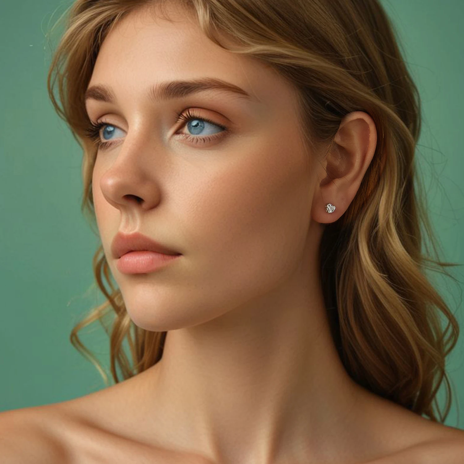 Pavé Setting CZ Plated White Gold 925 Silver Jewelry BSE1103 Heart-Shaped Silver 925 Stud Earrings