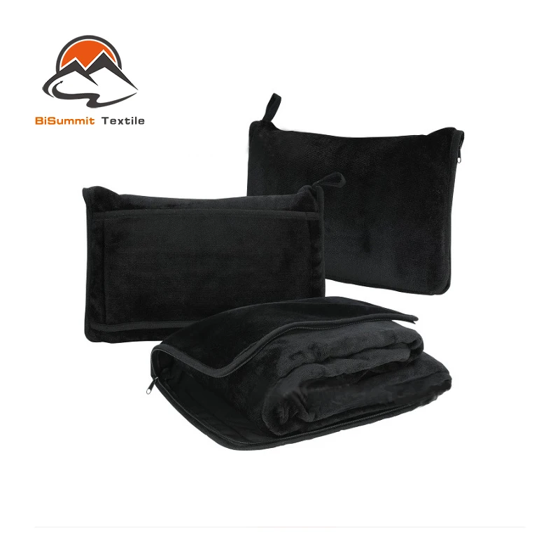 2-in-1 Foldable Flannel Travel Blanket Multifunctional Office and Airplane Bag Wearable Blanket for Comfortable Travel