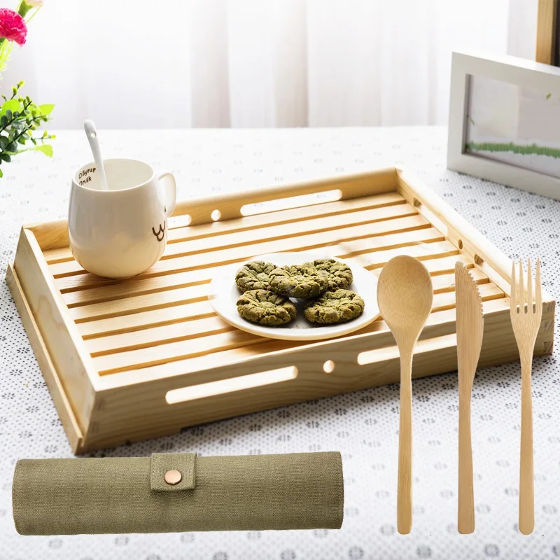 
Reusable natural and eco-friendly 7 pcs Caring Planet Bamboo Cutlery set to-go flatware set with portable case 