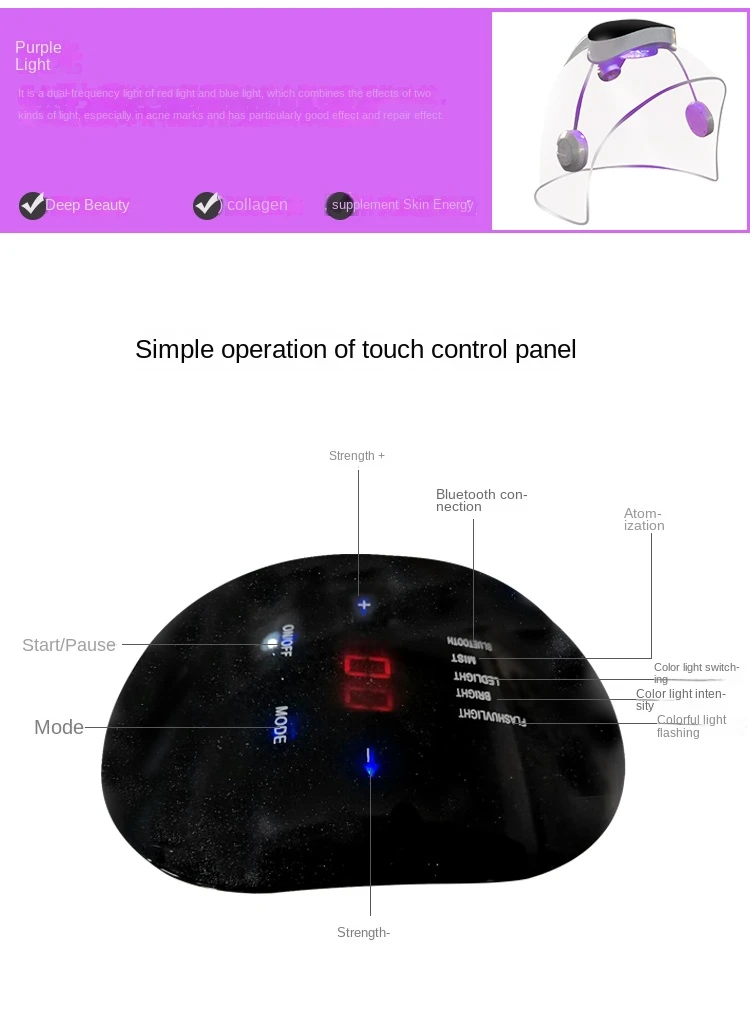 7 Colors LED Spectrograph  led light therapy skin rejuvenation facial mask machine PDT beauty