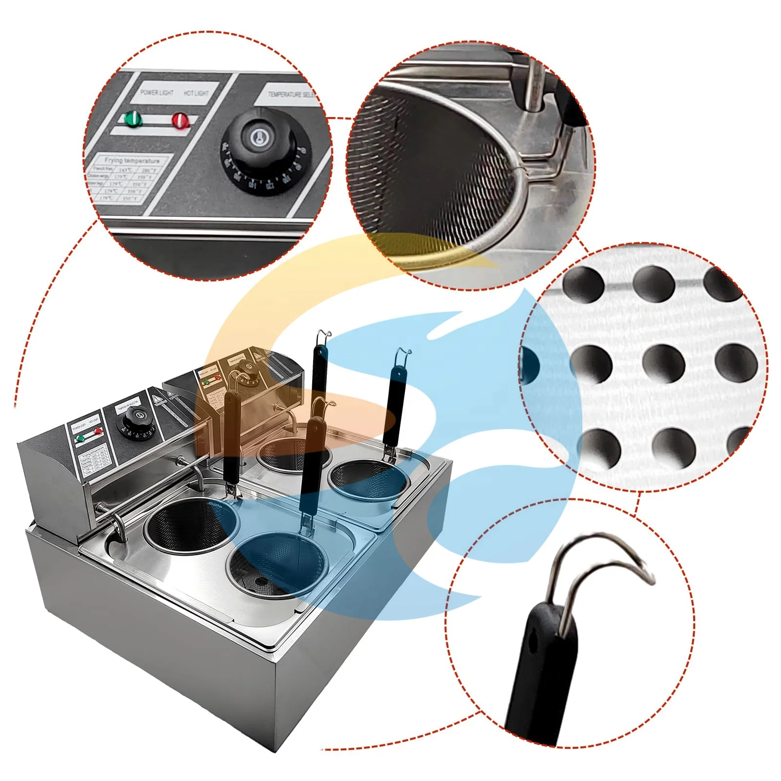 Vegetables Spaghetti Dumplings Boiler Commercial Noodle Boiler Commercial Stainless Steel Four Baskets Pasta Cooker