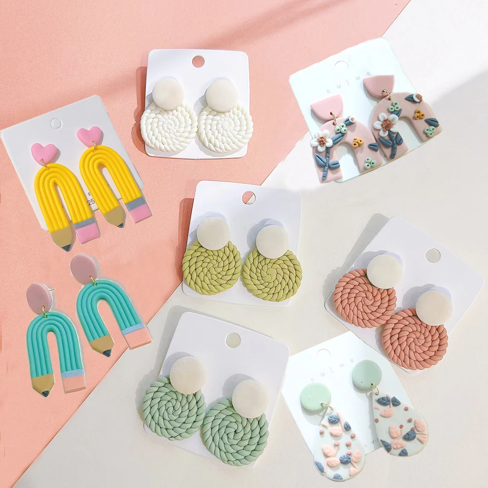 New quality polymer clay pencil circle earrings