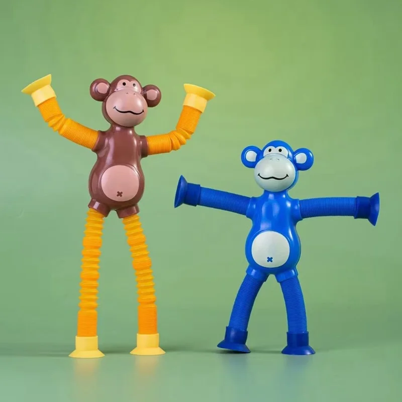 Hot Selling Novelty Gag Toys Fidgety Toy Big Eared Monkey Telescopic Toy