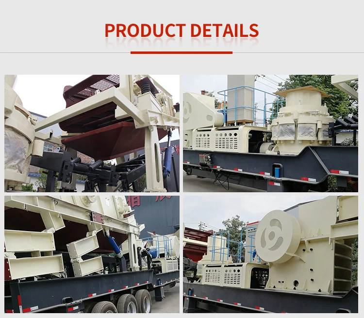 Wheel type mobile gold ore crusher machine price, mobile hydraulic stone cone crusher plant, construction waste crushing station