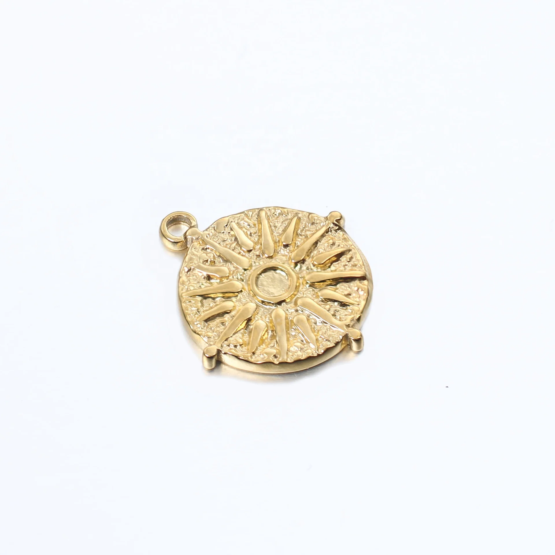 Custom Design Original Steel Silver Color Stainless Steel Round Shape Sun Pendant Charm Jewelry
