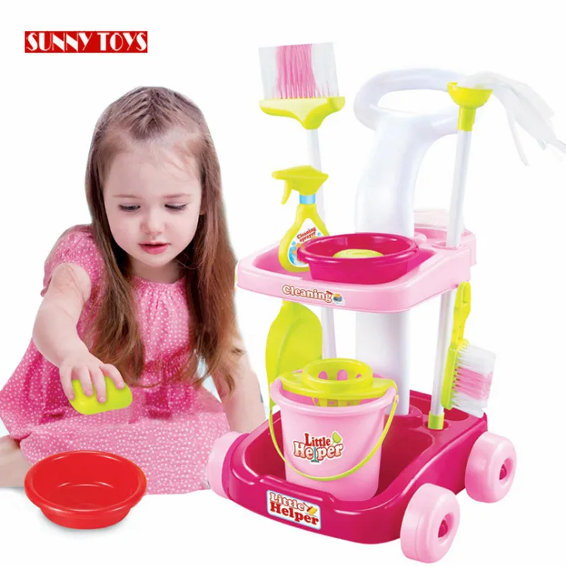Обучающий игровой прибор ролевая игра инструмент для уборки игрушка тележка пластиковый набор детей