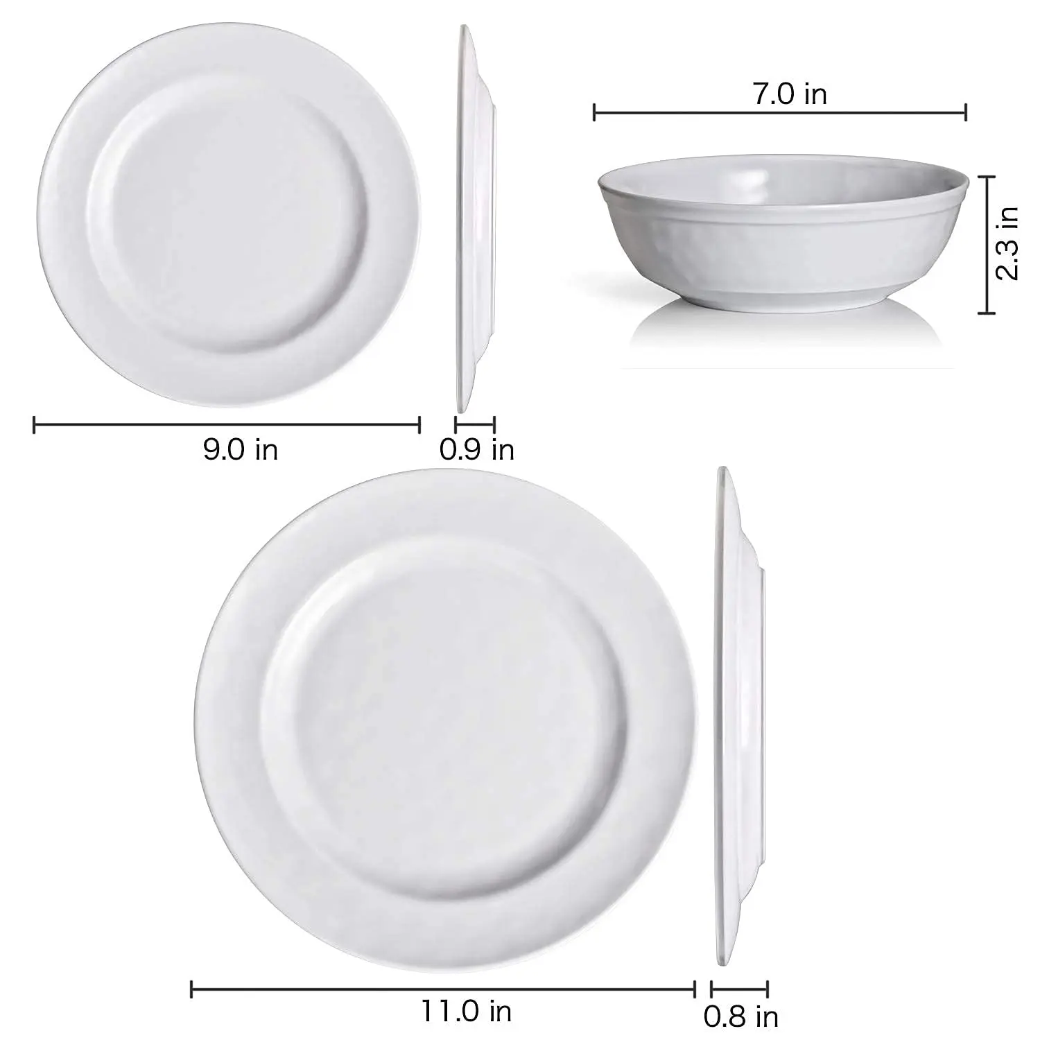 High Quality Restaurant Pure White Dinnerware Set Over Size Unbreakable Melamine Plate Dishes Set