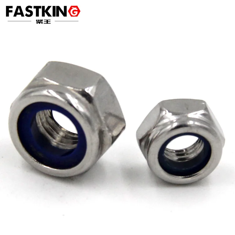 DIN985 ss 304 nylon lock nut M3-M27 nylon self lock nut half thread hex bolt and nut