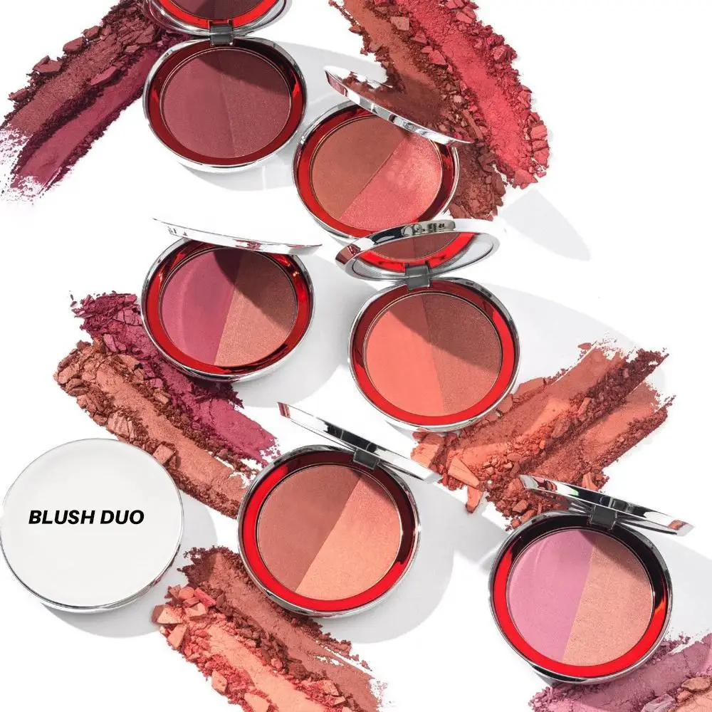 Wholesale Custom Two-color High Pigmented Make Up Multiple Shade Shimmer Matte Blusher Pan Talc Free 2 Colors Blush Palette