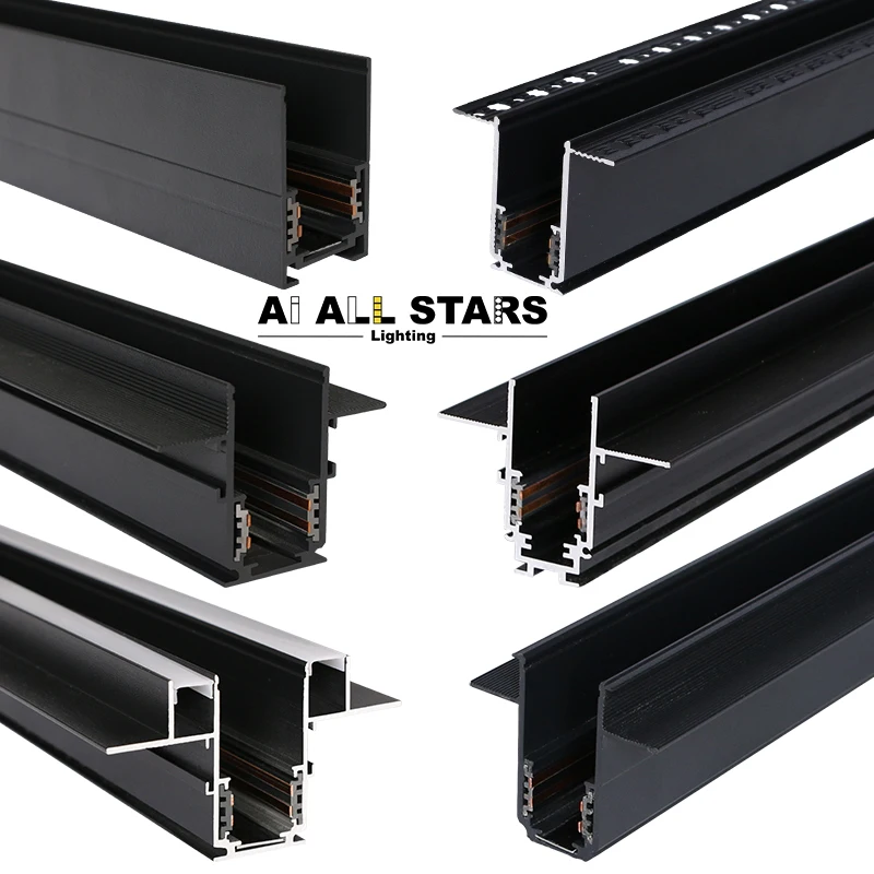 New Design COB LED Track Light Surface Mounted Recessed Magnet Rail Lighting 48V Moveable Linear Magnetic Track Light System