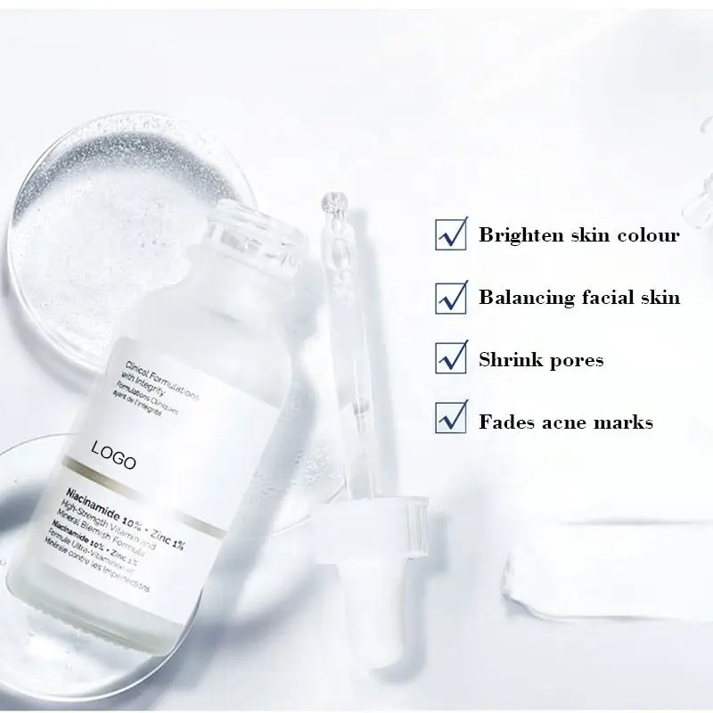 Private Label Skin Care Anti Aging Face Serum Niacinamide 10% Zinc 1% Whitening Serum 30ml
