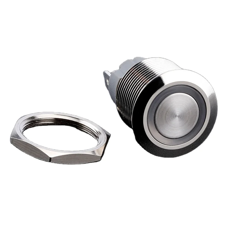 19mm metal anti vandal switch button 4 pins 15A momentary 12v ring illuminated push button switch