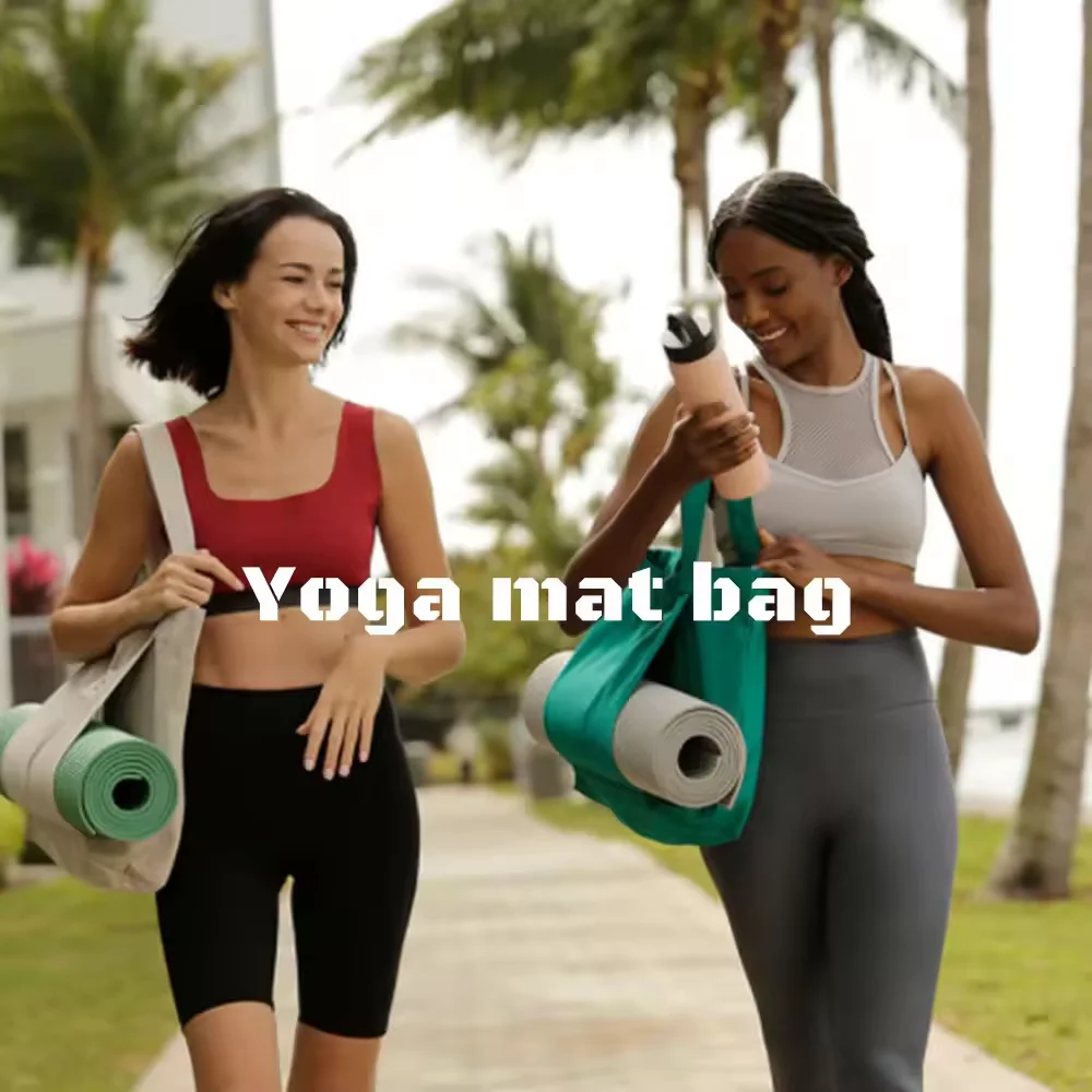 New designer Custom Logo Lightweight Multifunction Yoga Mat Bag nature cotton canvas tote bag