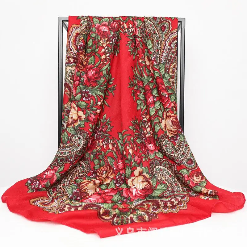 new ethnic wind 85cm large square scarf cotton turban bib autumn and winter warm scarf spring and summer sunscreen shawl