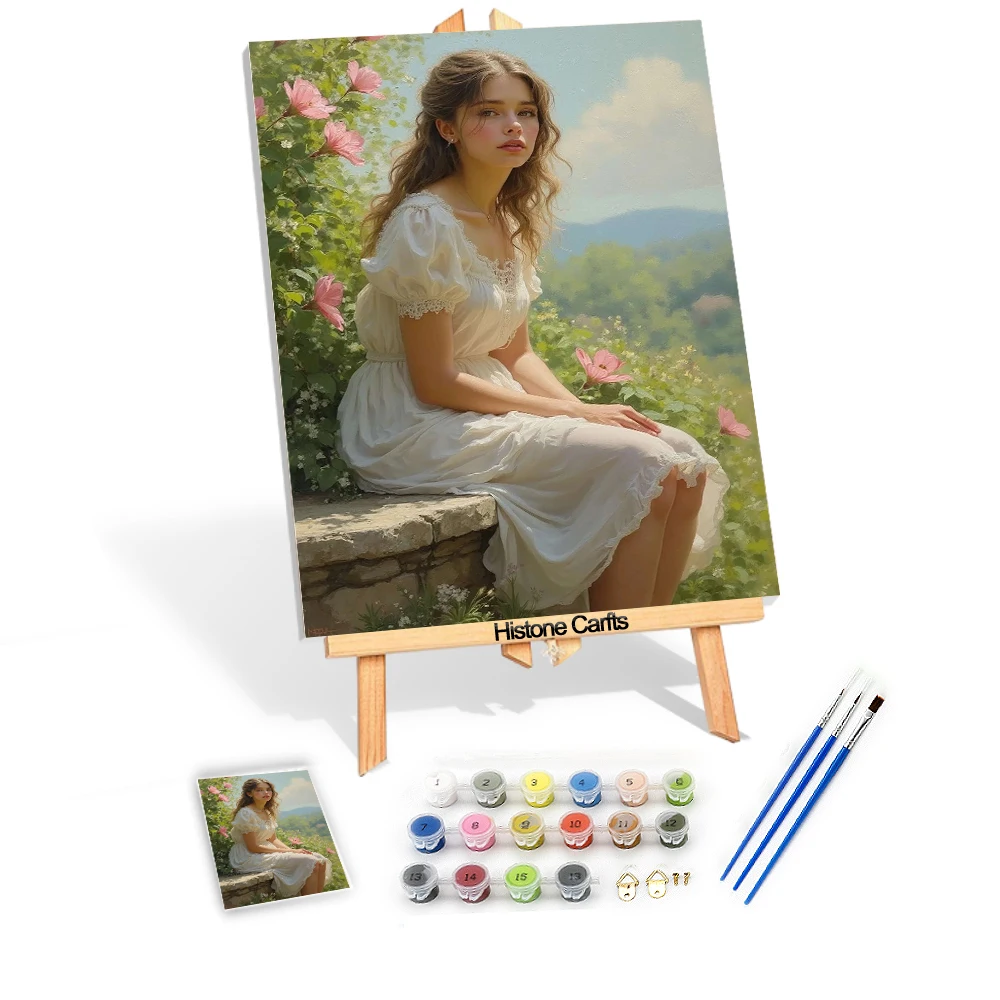 Elegent lady in Paris Eiffel Tower DIY painting by numbers oli painting art decoration