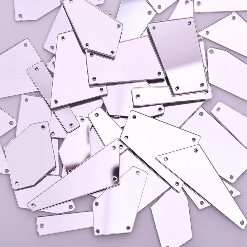 Mix Size Sew On Gold Applique Flat Back Acrylic Gems Sewing Strass Crystal Stone Mirror Rhinestone for Dress Crafts