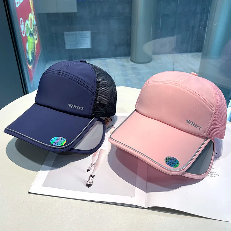 New retractable brim sun hat women outdoor UV protection breathable mesh peaked cap factory direct sales