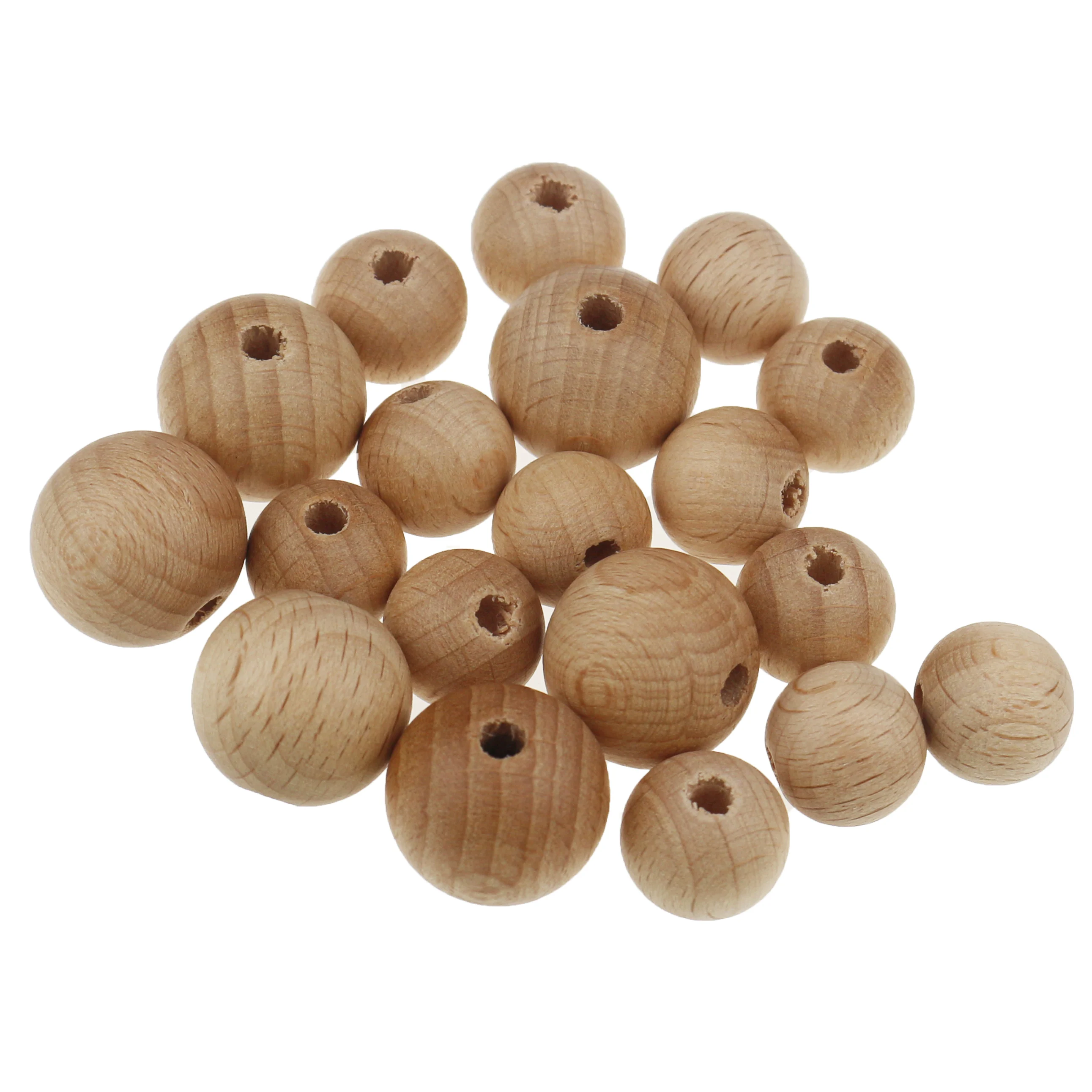 Natural Wood Balls 10/12/14/15/18/20mm Beech Balls Wooden Bulk Spacer Beads For Crafts DIY Jewelry Making