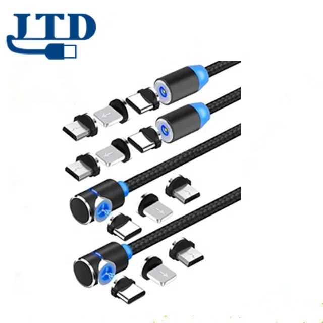 3 in 1 magnetic LED USB Charging Cable for iphone Micro Type C