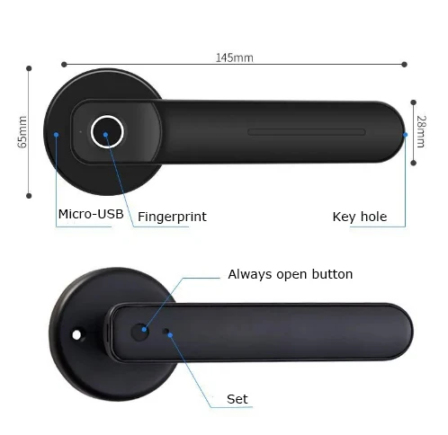Smart Home Tuya App Wifi Handle Lock High Security Fingerprint Password Card Digital Electronic Door Lock