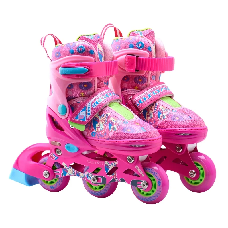 1GOSOME Flashing Professional Roller Skates Skate and Patines for Kids Back Adjustable PU Wheel 70*24 6pairs/ctn EN13843, EN71